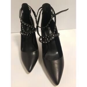 Michael Kors Jeannie 3.75" Heel Studded Ankle Wrap Pump Black 10M